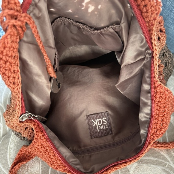 The Sak Originals Crochet Shoulder Bag Brown Boho Hobo Purse Handcrafted - Picture 6 of 9